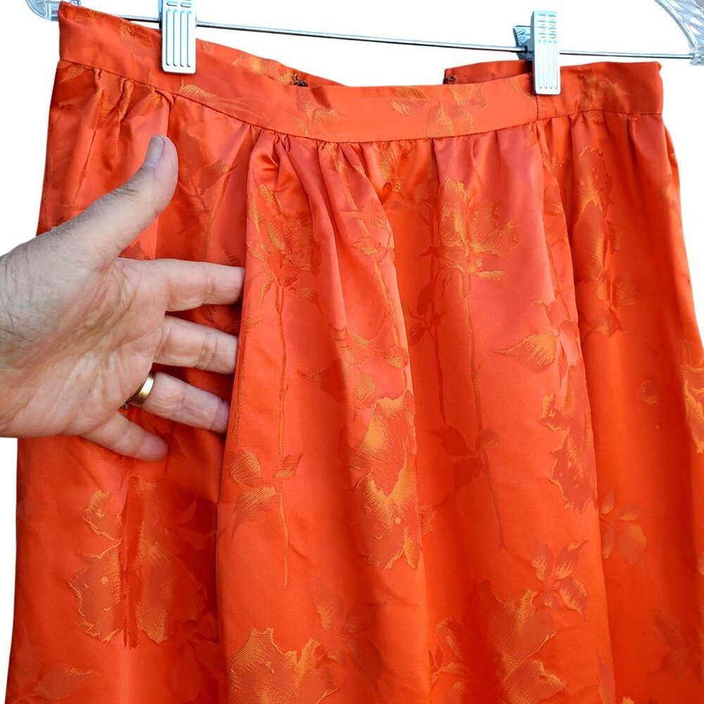 60s Vintage Maxi Skirt Set Size 4 Orange Silk Brocade Made in Hong Kong NWOT DOS - Picture 3 of 13